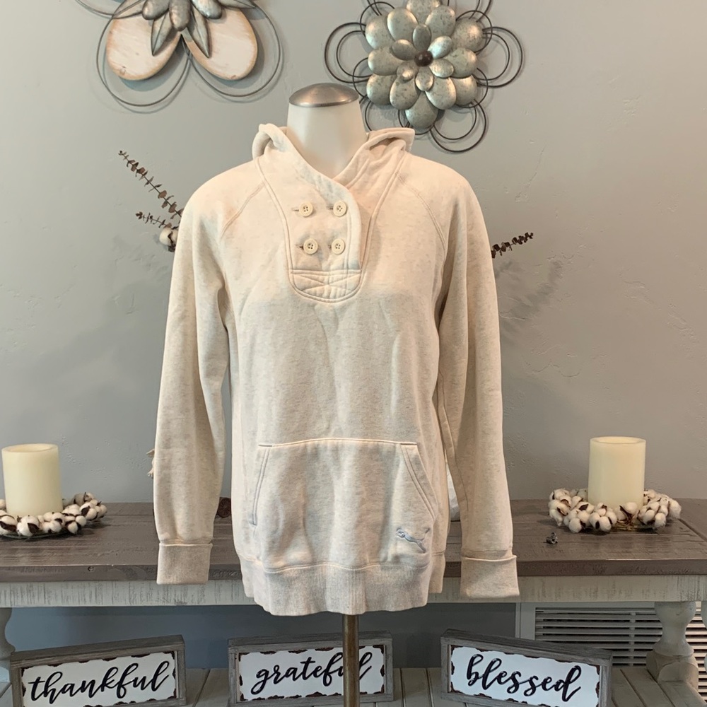 Puma Cream Hooded Crewneck Pullover Sweater